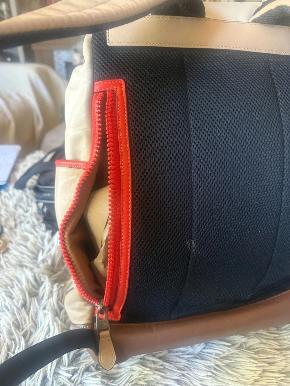 Coach cream & orange Leather Backpack